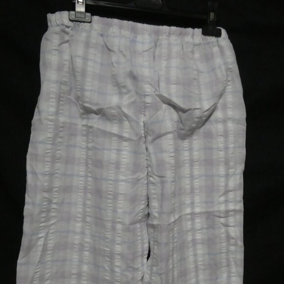 TIME OUT | medium | Lilac - Blue - White Plaid Pajama Bottoms | Ruffled Hem - Picture 13 of 16